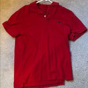 American Eagle Men's Red Polo Shirt